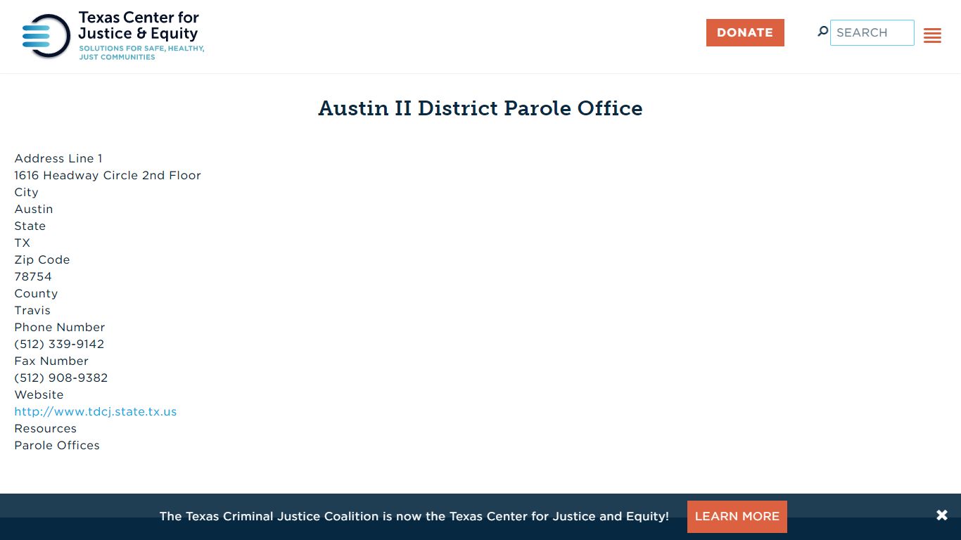 Austin II District Parole Office | Texas CJE