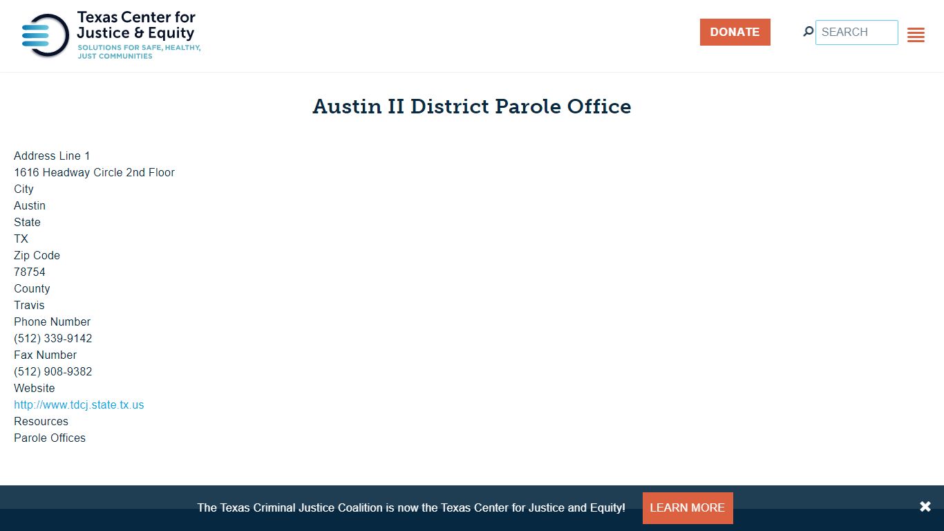 Austin II District Parole Office | Texas CJE