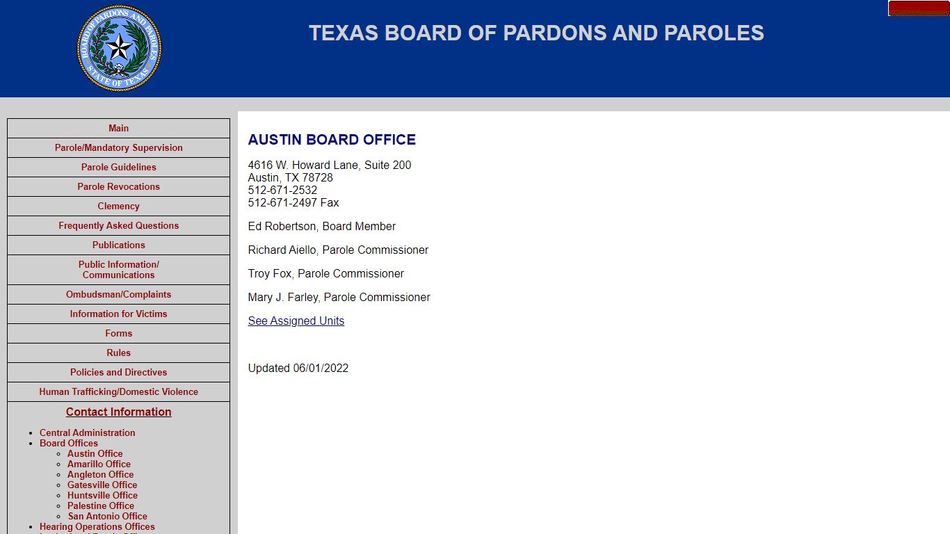 Austin Board Office - Texas Department of Criminal Justice